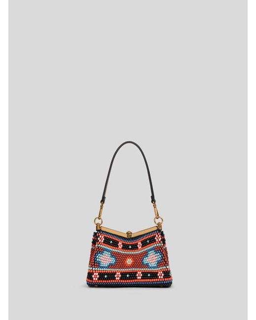 Etro Red Small Vela Bag With Bead Embroidery