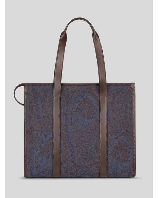 Etro Purple Essential Jacquard Tote Bag for men