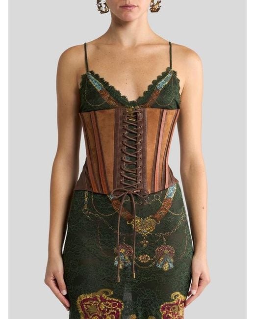 Etro White Washed Leather Corset Belt