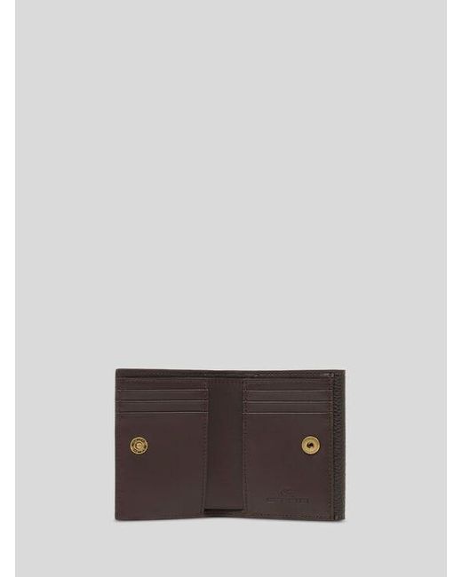 Etro White Small Tumbled Leather Pony Wallet