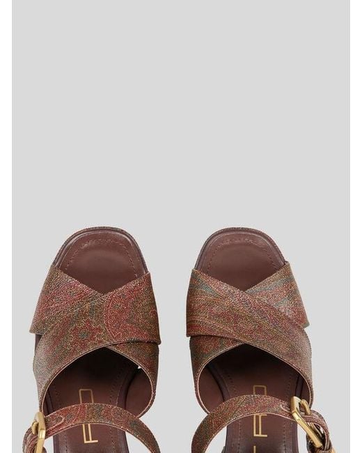 Etro Brown Paisley Platform Sandals