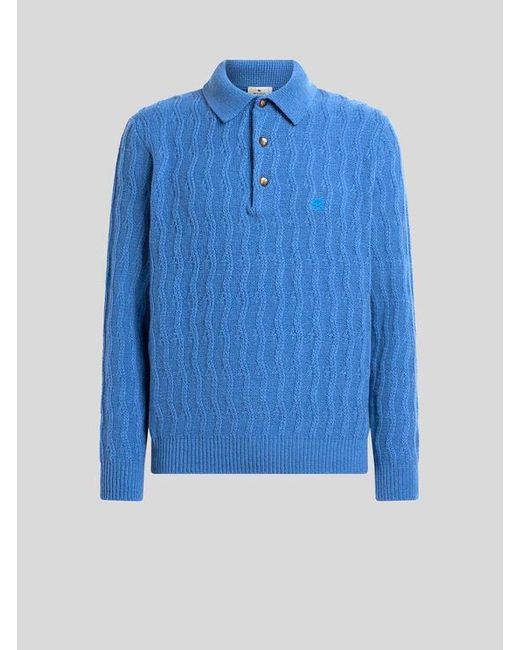 Etro Blue Polo-Style Sweater for men