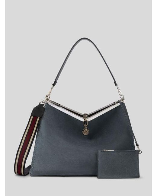 Etro Blue Large Nubuck Leather Vela Bag for men