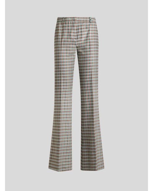 Etro Gray Hose Aus Einer Wollmischung Mit Vichy-Muster, Damen, Größe