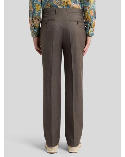 Etro Gray Wool-Blend Flannel Trousers With Crease Detail for men