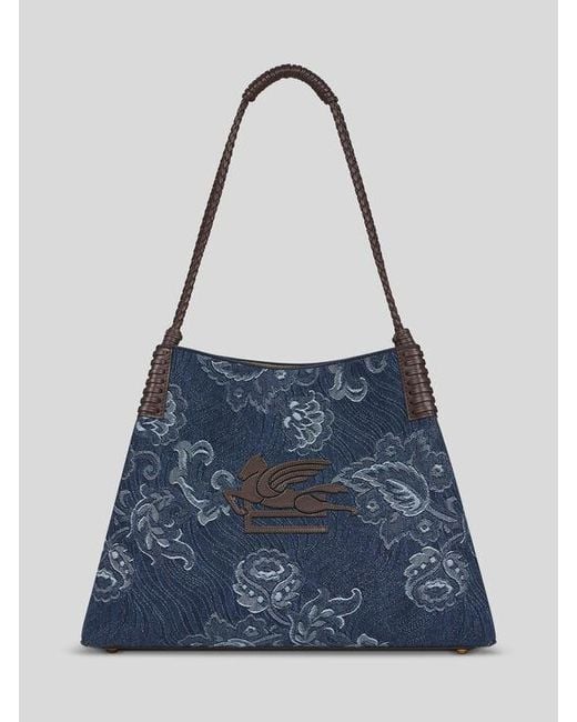 Etro Blue Medium Libra Tote Bag
