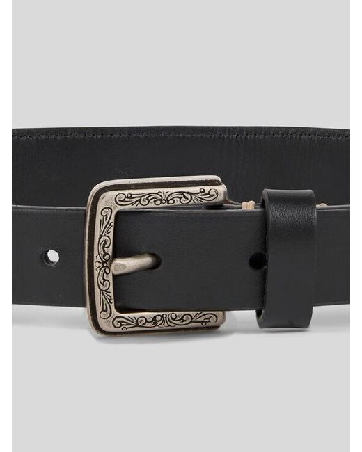 Etro Black Leather Belt With Cut-Outs And Topstitching for men