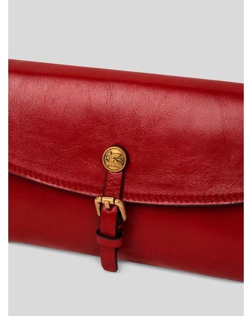 Etro Red Leather Pony Wallet With Shoulder Strap