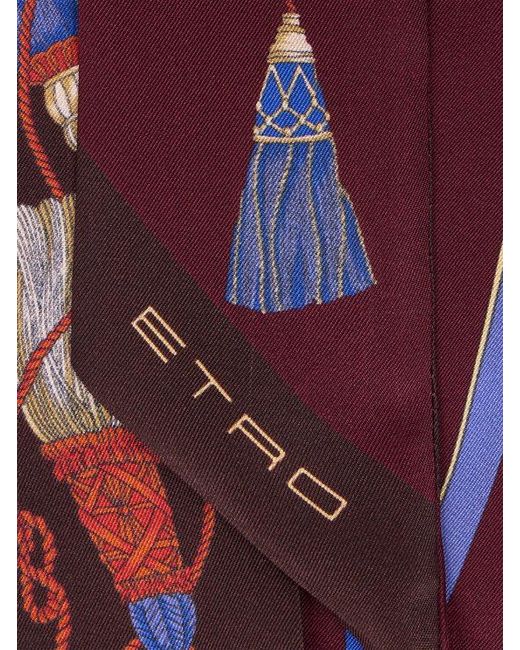 Etro Purple Silk Paisleyina With Charm Motif
