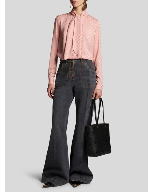 Camicia A Foulard Jacquard, Donna, Taglia di Etro in Pink