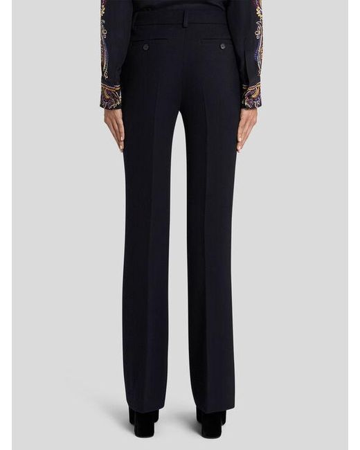 Etro Black Tailored Bootcut Wool Trousers