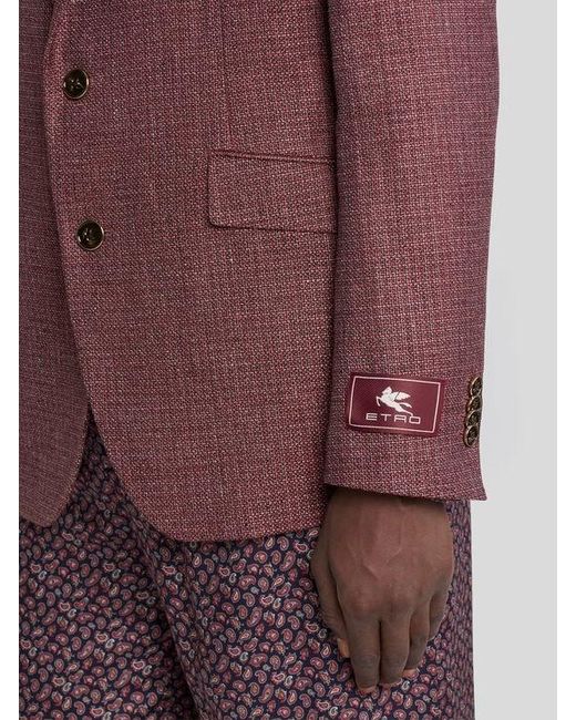 Etro Brown Single-Breasted Wool Mouliné Jacket for men