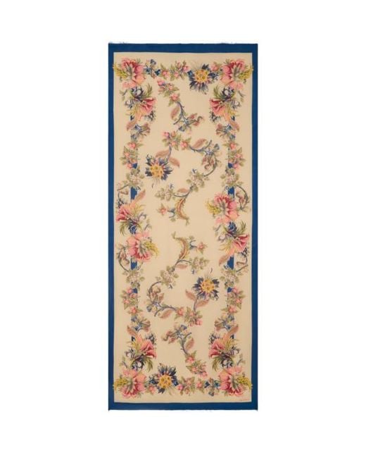 Etro Natural Modal And Cashmere Jacquard Scarf With Floral Motif