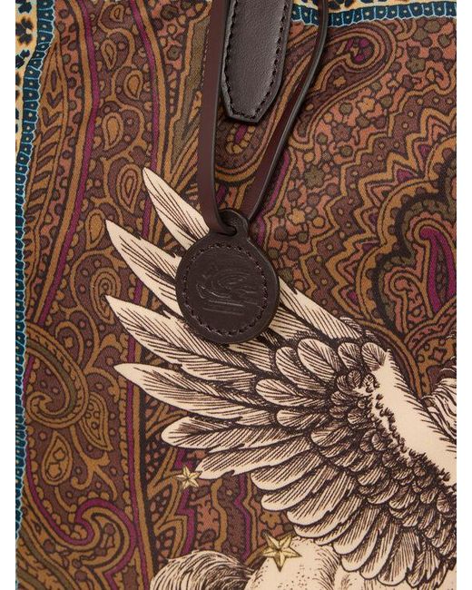 Etro Brown Nylon Tote Bag With Pegaso Print And Arnica Motif for men