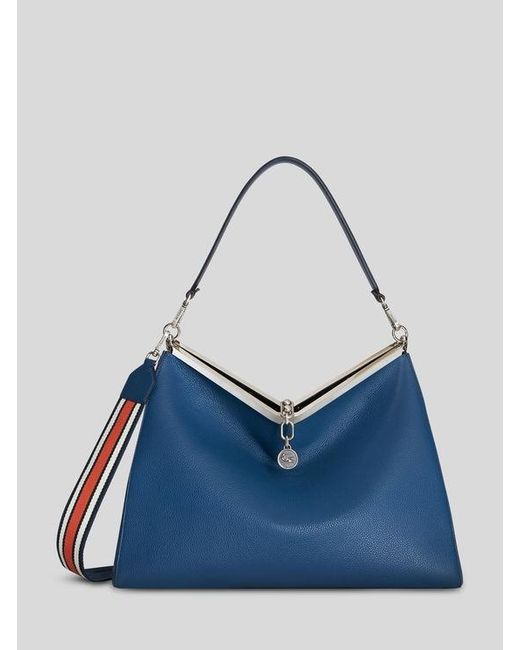 Etro Blue Large Leather Vela Bag for men