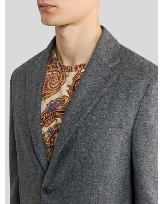 Etro Gray Single-Breasted Jacket for men