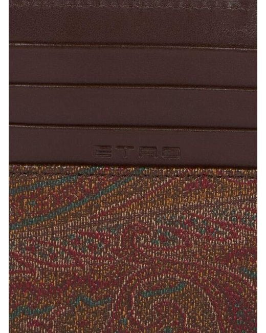 Etro Brown Arnica Card Holder With Zip for men