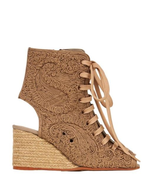 Etro Brown X Castañer Peep-Toe Paisley Ankle Boots