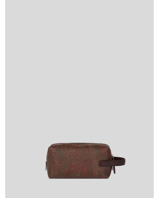 Etro Brown Small Arnica Pouch With Pegaso Embroidery for men