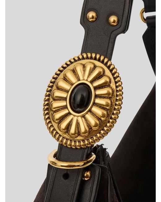 Etro Black Large Suede Rosette Bag