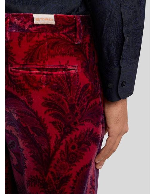Pantalon En Velours Imprimé, Homme, Taille Etro pour homme en coloris Red
