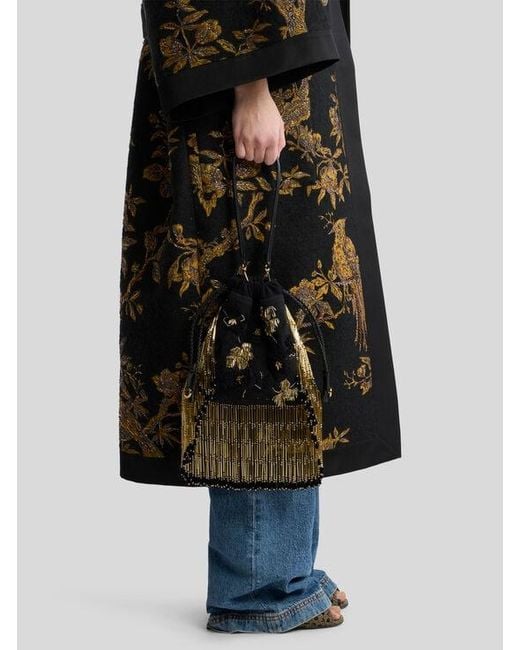Etro Black Small Suede Kalispera Bag With Embroidery And Beads