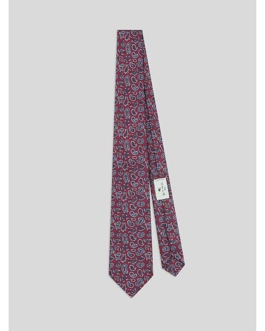 Etro Purple Silk Jacquard Tie With Micro Paisley Motif for men