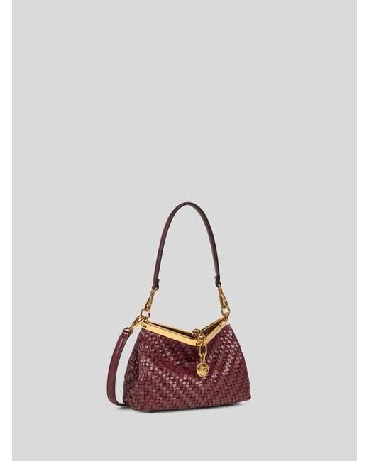 Etro Purple Small Woven Leather Vela Bag