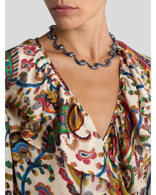 Collana Con Mini Paisley Metallizzati, Donna di Etro in Metallic