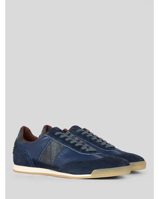 Etro Blue Leather Sneakers With Arnica Inserts for men