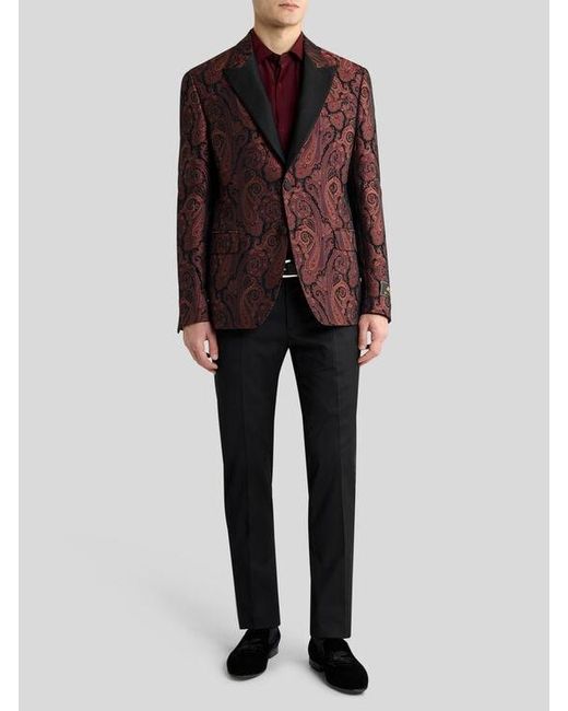 Etro Brown Chenille Jacquard Single-Breasted Jacket With Paisley Motif for men