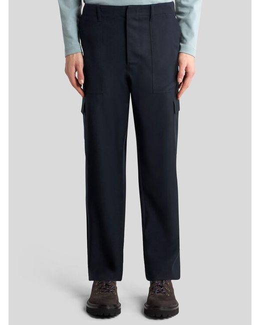 Etro Blue Wool Cargo Trousers for men