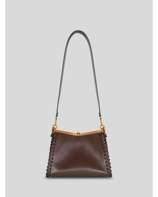 Etro Brown Medium Vela Bag With Thread Work