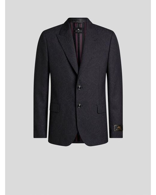 Etro Blue Single-Breasted Jacket for men