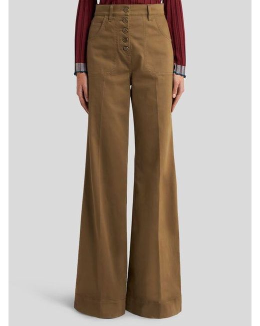 Etro Natural Flared Denim Jeans With Pegaso Buttons