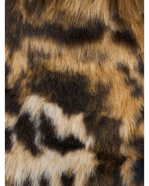 Etro Natural Jacquard And Faux Fur Bucket Hat With Leopard Motif