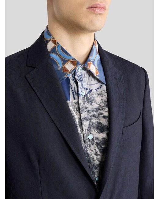 Etro Blue Single-Breasted Jacket for men