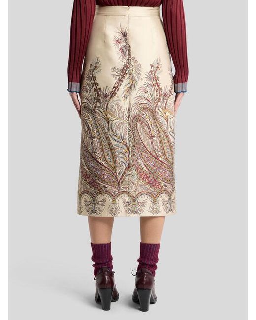 Jupe Fourreau Midi En Jacquard À Fils Coupés, Femme, Taille Etro en coloris Natural