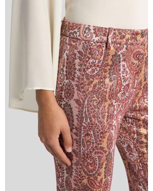 Etro Pink Flared Cotton-Blend Jacquard Trousers With Paisley Foliage Motif