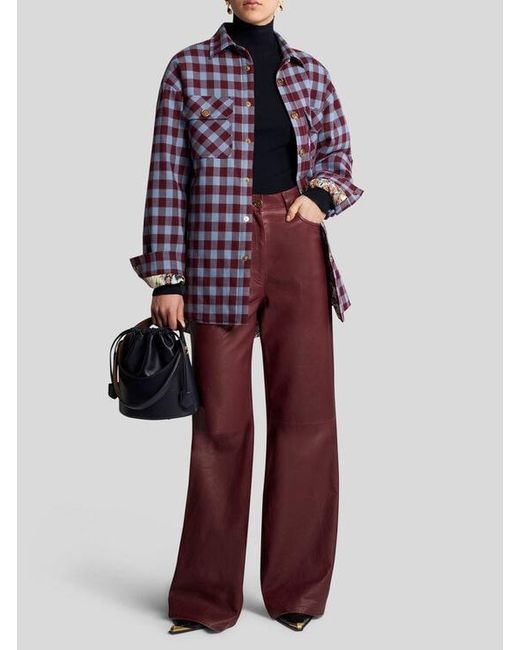 Etro Blue Wool Jacquard Turtleneck Sweater