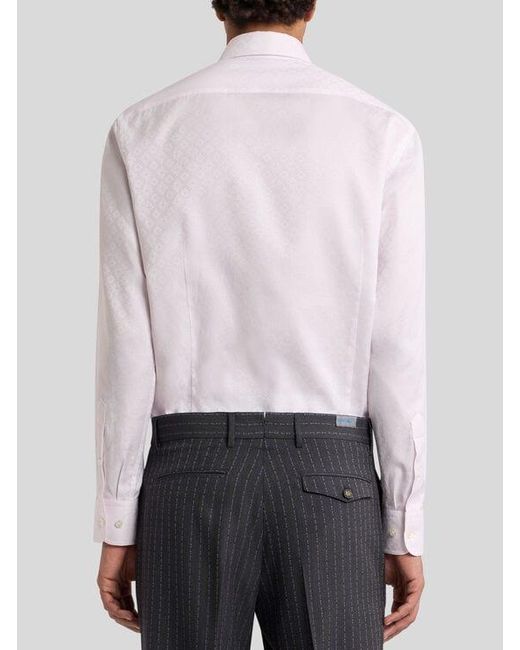 Etro Pink Cotton Jacquard Shirt for men