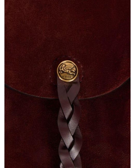 Etro Purple Medium Suede Pony Bag With Threading