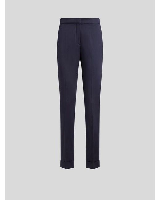 Etro Blue Cropped Stretch Cotton Trousers