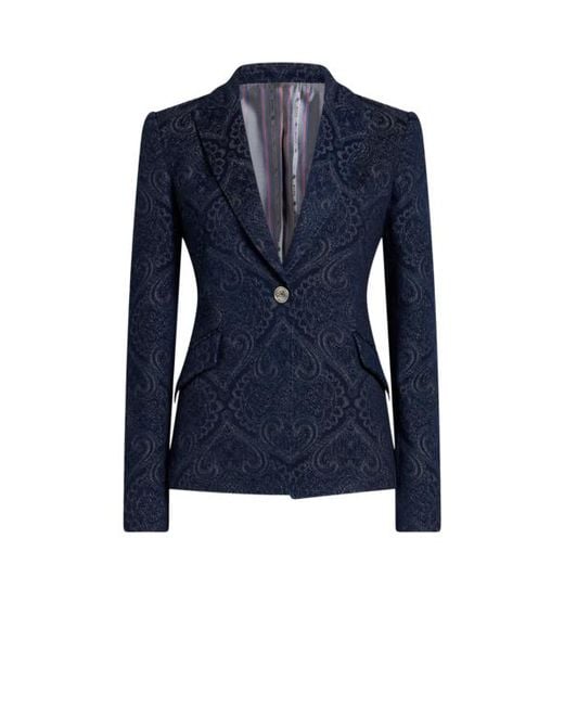 Etro Blue Denim Jacquard Jacket