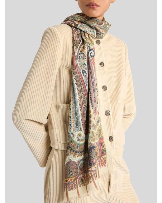 Sciarpa Con Stampa Paisley di Etro in Natural