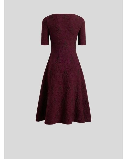Etro Purple Jacquard Midi Dress With Medallion Motif