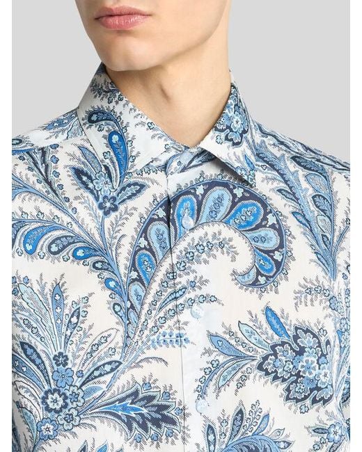 Etro Gray Floral Paisley Cotton Shirt for men