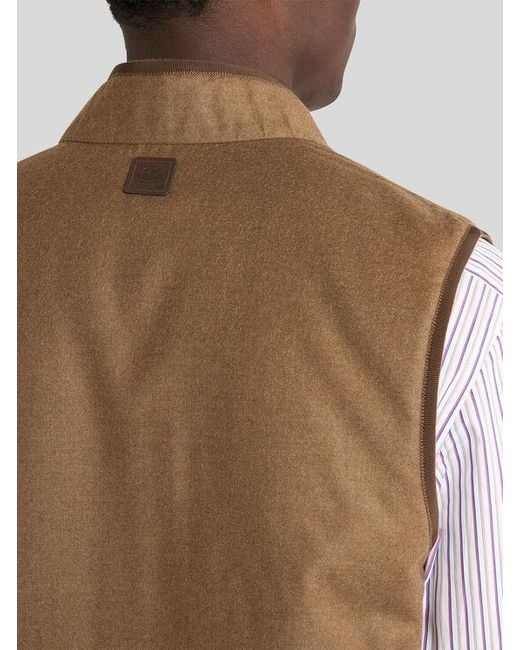 Etro Brown Reversible Silk And Wool Waistcoat for men