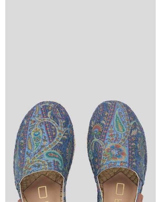 Etro Blue Jacquard Denim Espadrilles