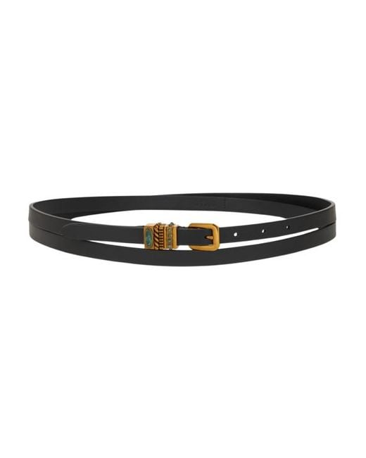 Etro Black Leather Belt With Jewel Stones